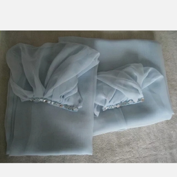 2 piece Light Blue Grey Cape Wings for Evening Gown, Pageant, Funwear, Costume - Picture 7 of 9